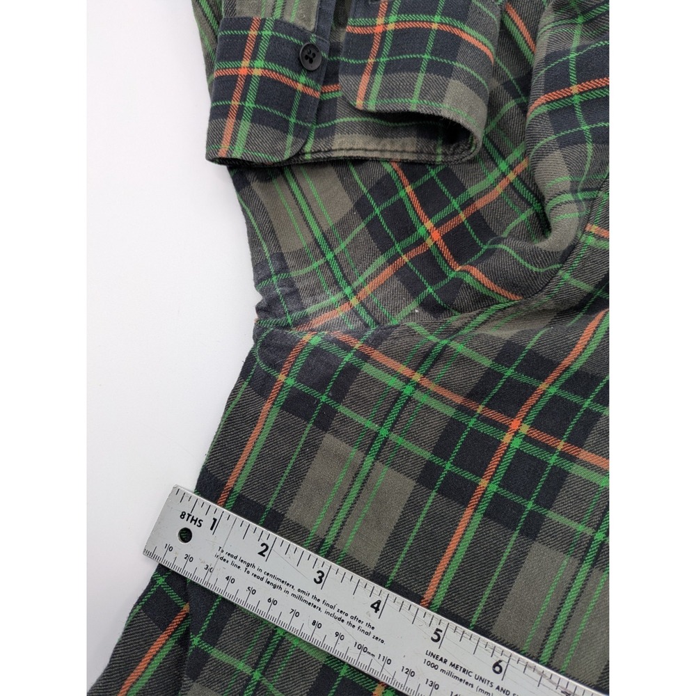 Rag & Bone New York Men's XL Plaid Flannel Shirt Green Black Orange Button Down - Picture 7 of 7